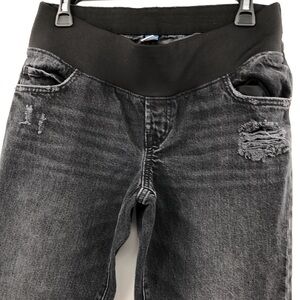 Old Navy Maternity Slouchy Straight Front Low Panel Size 6 Black Jeans Distress